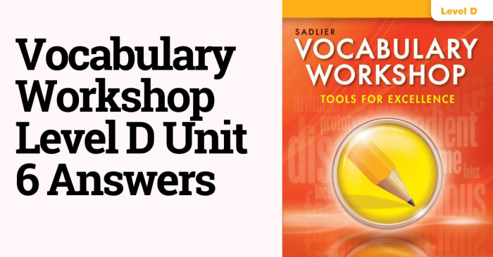 Vocabulary workshop unit 6 answers level d